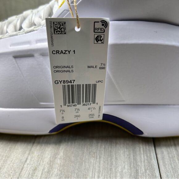 NEW Adidas Crazy 1 Lakers Home Kobe Bryant Basketball Sneaker GY8947 Mens Size 8 main image 6